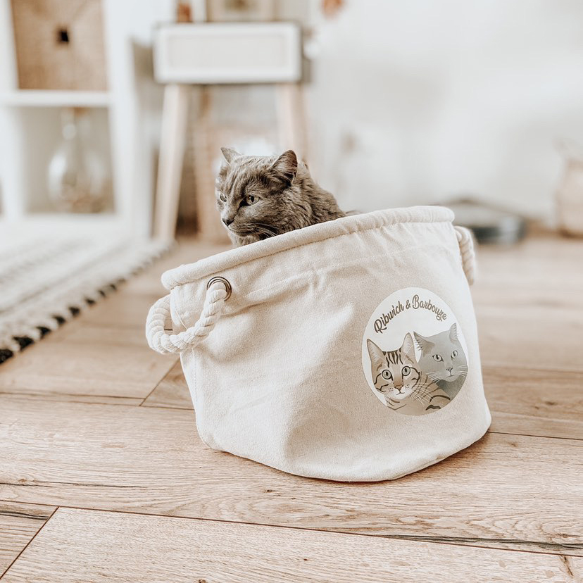 portrait d'animaux sur panier de rangement